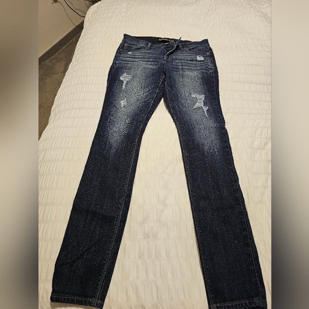 Express Distressed Dark Wash Jeans